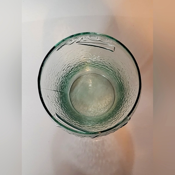 Vintage Coca-Cola Embossed Glass 7" Tall Hammered Green Tint Retro Drinkware - Picture 3 of 4